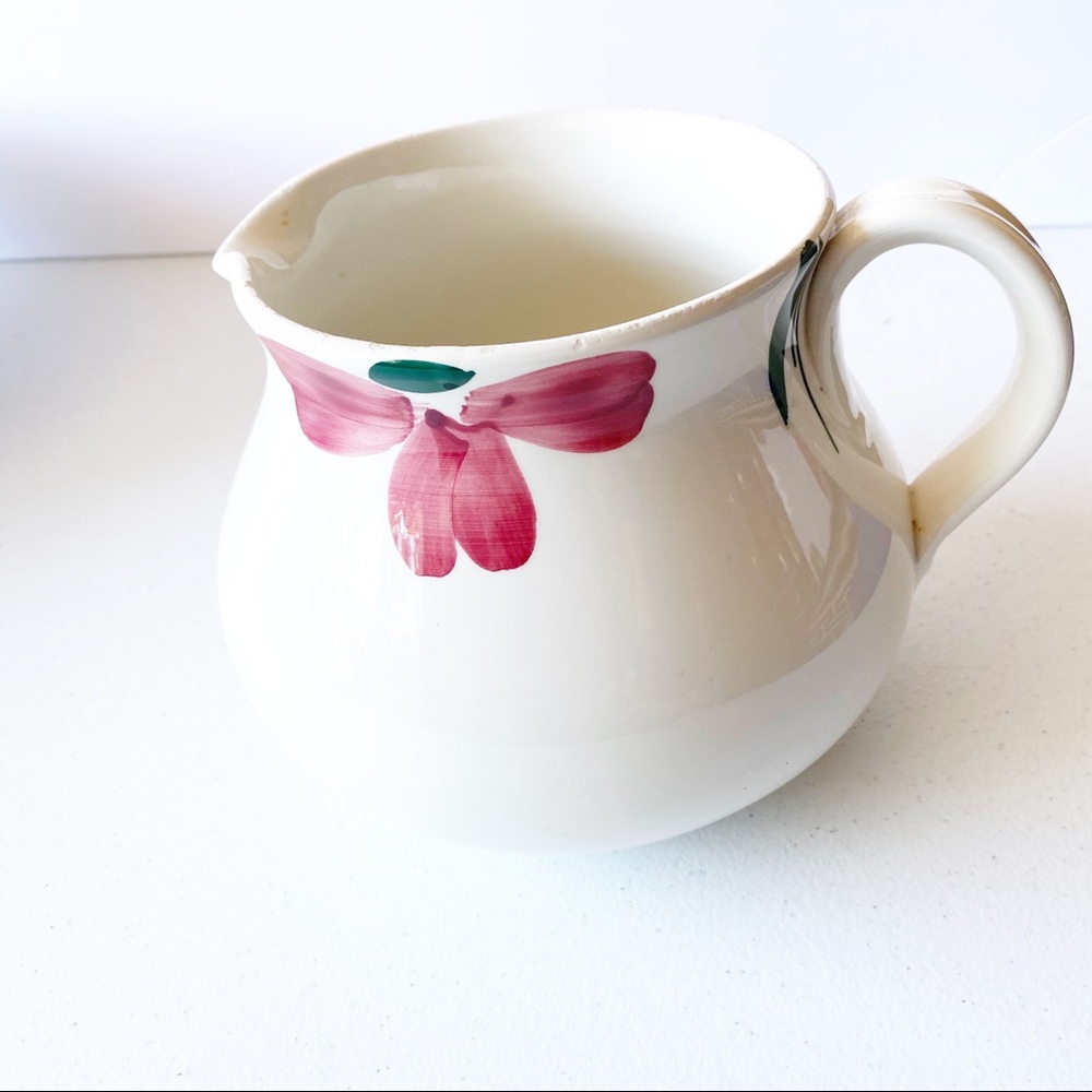 Furio JewFlora Italian Blue Pink Pitcher Vintage